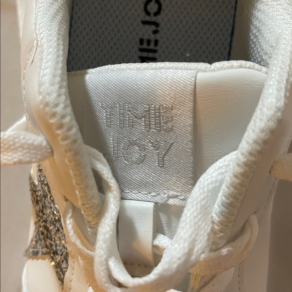White Athletic Sneakers with Silver Glitter Star - Picture 7 of 8